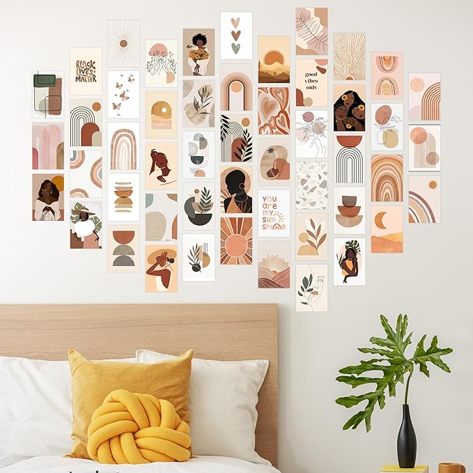 Y2K BOO Boho Wall Collage Kit - 50 Pictures for Room Aesthetic, Perfect Decor for Teen Girls and Dorms, Posters and Prints for Bedrooms and Living Spaces