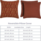 Ridhi Hand Block Print 20x20 Red Decorative Outdoor Couch Throw Canvas Pillow Cover Set of 2 Washable Modern Vintage Boho Chic Spring Home Decor GIFS Cover