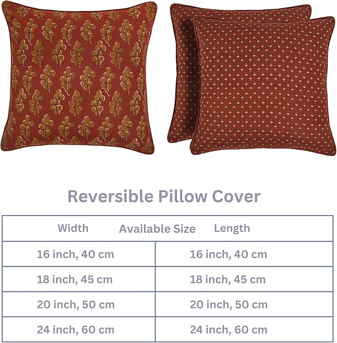 Ridhi Hand Block Print 20x20 Red Decorative Outdoor Couch Throw Canvas Pillow Cover Set of 2 Washable Modern Vintage Boho Chic Spring Home Decor GIFS Cover