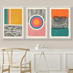 SIGNWIN Framed Canvas Print Wall Art Set Mid-Century Multicolor Color Block Shape Abstract Geometric Illustrations Graffiti & Street Art Modern Art for Living Room, Bedroom, Office - 24"x36"x3 White