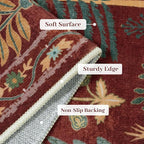 OJIA Animal Washable Rugs 8x10, Soft 8x10 Area Rugs for Living Room, Non Slip Bedroom Rug Under Bed Ultra-Thin Nursery Rug Large Carpet for Dining Room Office Playroom, Red