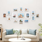 Vittanly 15 Pack Picture Frames Collage Wall Decor for Mounting or Tabletop Display, Gallery Frame Set for Family, Multi Sizes Including 3pcs 8x10, 6pcs 5x7, 6pcs 4x6, White