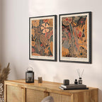 SIGNFORD Framed Canvas Print Wall Art Set Abstract Blossoms Vibrant Floral Illustration Modern Art Decorative Nordic Nature for Living Room, Bedroom, Office - 24"x36"x2 Black