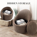 COLAMY Swivel Accent Chair Set of 2, 360° Swivel Round Chair with Hidden Storage, Modern Small Barrel Armchair for Living Room/Bedroom, Brown