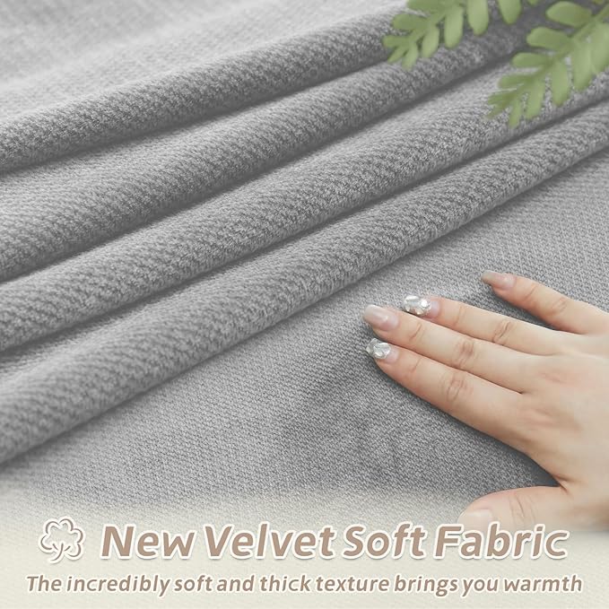 Arfntevss Sectional Recliner Couch Covers Velvet Washable Corner Sectional Sofa Cover for Reclining Couch Stretch Soft Thick L Shape Recliner Slipcover Set (5 Seat with 2 Console Cover, Silvery Gray)