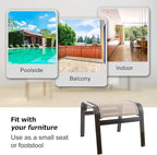 Outdoor Patio Footstools Aluminum Outdoor Ottomans Footrest Small Seating Wicker Furniture Patio Ottoman 2 Pieces Brown
