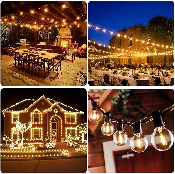 200FT LED Outdoor String Lights with 100+4 Bulbs, Shatterproof Waterproof Patio String Lights for Outside, Connectable 2200K Dimmable Commercial Hanging Light for Christmas Backyard Cafe Garden Bistro