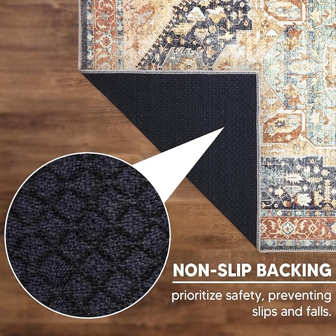 Keen Home Design 3x5 Rug - Machine Washable Entry Rug with Non-Slip Backing, Ideal for Enteryway, Kitchen, Bathroom, Laundry Room - Vintage, Easy Clean, Durable, Low Pile Rug - (3' x 5')