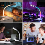 WILIT Desk Lamp with Wireless Charger, Music Sync RGB Color Changing Lights, Gaming Lamp with USB Charging Port, Touch Control Table Lamp, Desktop Light for Home Office Dorm Room, Birthday Gifts