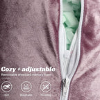 Reading Pillow Adults 31’’, Backrest Pillow with Arms for Sitting in Bed Couch Shredded Memory Foam, Back Pillow with Leg Pillow and Pockets for Reading/Gaming/Relaxing