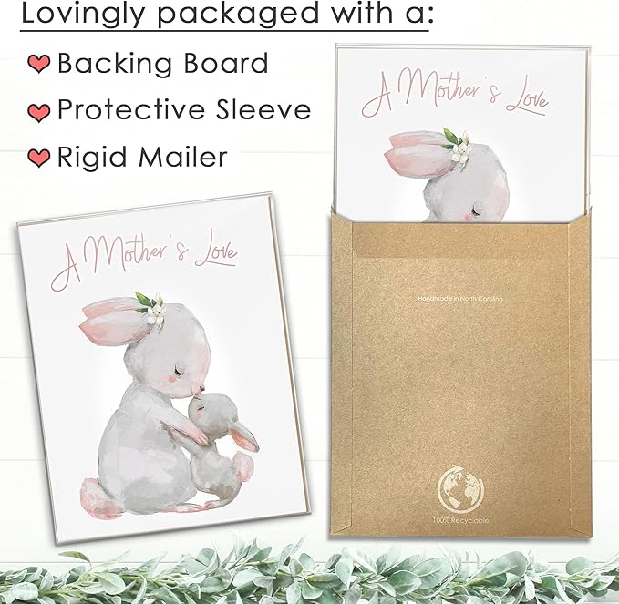 Mother and Child Bunny Wall Art Print - Unframed - 8x10 | Nursery Decor | Bedroom Decor | Room Decor Aesthetic | Bedroom Wall decor