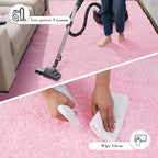 Pink Fluffy Rug Shaggy Area Rug, 8x10 Area Rugs for Girls Bedroom, Big Soft Shaggy Bedside Non-Slip Plush Dorm Nursery Kids Carpet Home Decor Aesthetic