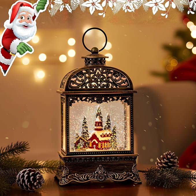 Christmas Snow Globe, Lighted Church Nativity Scene, Musical Snow Water Lantern Swirling Glittering Holiday Decoration and Gift for Family Children or Friends