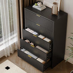 5 Drawer Dresser for Bedroom, Tall Dresser Chest of Drawers with Gold Handles, 32 Inch Wide Nightstand with for Bedroom, Living Rooms, Offices, and Entryways, Black