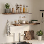 Floating Shelves for Wall, 40"W x 8"D x 1.5"H, Wooden Wall Mounted Display Shelves with Invisible Brackets for Living Room, Bedroom, Bathroom, Kitchen Decor and Storage, Set of 2, Rustic Brown