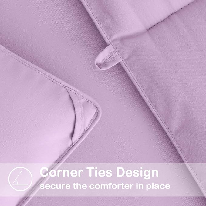 EASELAND Twin Size Down Alternative Comforter - Quilted Duvet Insert for All Seasons, Soft Lightweight with Corner Tabs, Summer Winter Warm Bedding, Lavender 64×88 Inches