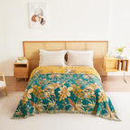 MSGKV Boho Throw Blanket for Couch Bed Chair 100% Cotton Muslin Breathable Embroidery Blanket 50"x60" Sofa Blankets for All Seasons Lightweight Farmhouse Blankets Boho Home Decor