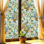 Stained Peacock Window Film Decorative Birds Flowers Static Glass Window Clings Stickers for Home Office Living Room Bedroom Glass Windows Door Decor 16.93 x 39.37 Inches