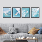 SIGNWIN Framed Ocean Nautical Landscape Wall Art, Set of 4 Surfing Surfboard Aerial View Wall Decor Prints, Nature Wilderness Wall Décor for Living Room, Bedroom - 11"x14"x 4 Black