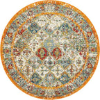 Unique Loom Rosso Collection Vintage, Traditional, Bohemian, Geometric, Distressed, Southwestern Area Rug, 4' 0" x 4' 0", Multi/Orange