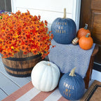 16 Bundles Artificial Fall Flowers for Outdoors Fake Plants UV Resistant Plastic Plants Shrubs Bushes for Home Fall Front Door Porch Garden Autumn Decor (Fall Orange)