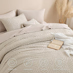 Andency Oatmeal Comforter California King Size, 3 Pieces Boho Bedding Set & Collections, Farmhouse Tufted Fluffy Bedding Comforter Sets for All Seasons (1 Comforter 104x96In, 2 Pillowcases)