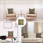 Charlotte Home Furnishings Throw Pillow Covers, Decorative Boho Pillow Cover for Couch, Living Room, Golden Lily Black Square Cushion Cases 18x18 in, European Cotton Jacquard Woven, Cozy Bedroom Decor