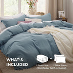 Bedsure Mineral Blue Oversized King Duvet Cover - 3 Pieces Prewashed Cotton-Like Extra Soft Bedding Set, Includes 1 Duvet Cover 120x98 Inches with Zipper Closure & 2 Pillow Shams, No Comforter