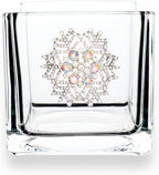 THE QUEENS' JEWELS Snowflake Jeweled 4x4 Candle Holder Vase - Unique Gift for Women, Birthday, Cute, Fun, Cocktail, Queen, Not Painted, Decorated, Bling, Bedazzled, Rhinestone