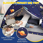 Twin Bed Tent Canopy, Space Indoor Blackout Privacy Toddler Bed Tent for Kids with Light, Portable Sleeping Floor Kids Playhouse (Blue)