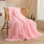 XeGe Fluffy Faux Fur Throw, Pink Luxurious 50x60 Shaggy Blanket, Warm Soft Fuzzy Couch Throw for Girls, Furry Lap Blanket for Sofa Bed Office Lightweight, Pink
