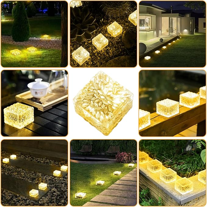 Solar Brick Lights - Outdoor Waterproof Patio & Garden Decor (3 Packs) for Patio, Yard, Walkway, Pathway