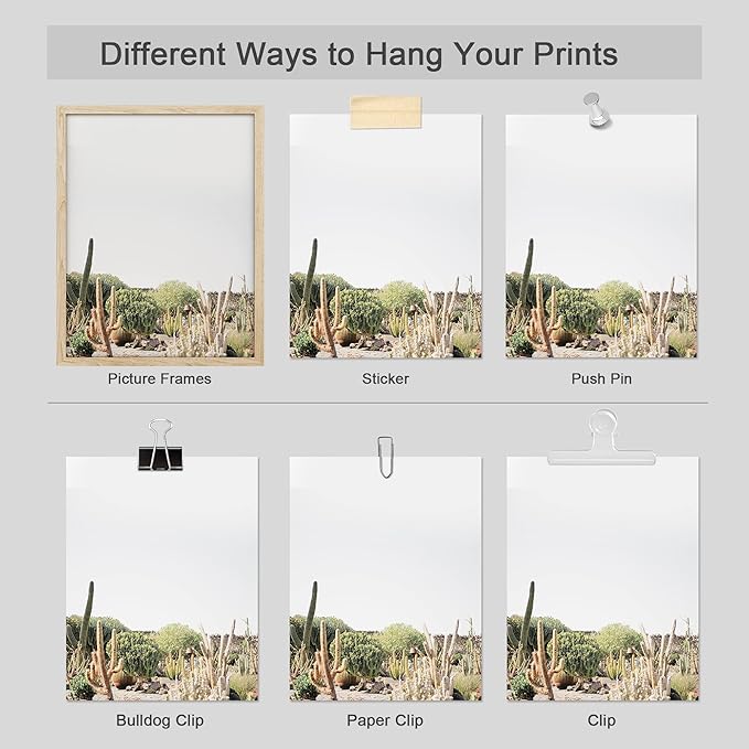 SIGNWIN Adhesive Canvas Poster Desert Landscape Tropical Palm Tree Saguaro Cactus Nature Wilderness Photography Modern Art Decorative Zen Relax/Calm Multicolor Scenic for Bedroom - 8"x10"x 4