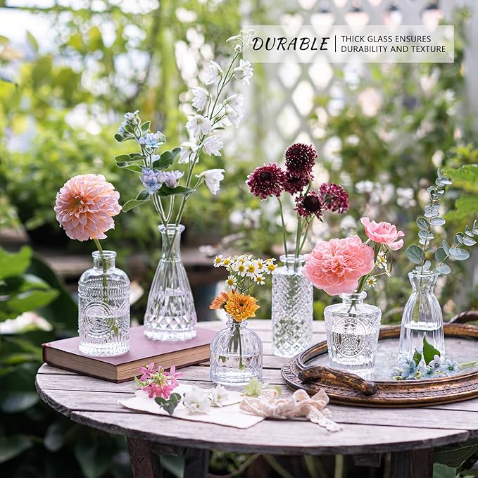 24pcs Glass Bud Vase Set, Small Clear Flower Vases for Centerpieces in Bulk, Mini Vintage Vase for Wedding, Home,Table Decoration