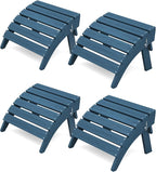 KINGYES Folding Adirondack Ottomans Set of 4 for Adirondack Chair, Navy