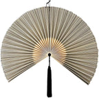 Fan Wall Decor, Japanese Giant Fan, Large Bamboo Fan Wall Art For Boho Hanging Headboard, Decorative Folding Fans For Over Bed, Asia Trending (Gray 48inch)