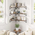 Heimlove 24" W x 12" D Wall Shelves for Books, 12 Inch Deep Floating Shelves Set of 3, Wide Floating Bookshelf with Metal Bracket for Living Room, Kitchen, Office, Bedroom and Decor - Rustic Brown