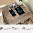 ACCOHOHO 18" Farmhouse Nightstand Set of 2 with Charging Station,End Table with 2 Drawers Storage,Side Table,Bedside Cabinet for Bedroom,Living Room, Light Brown