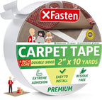 XFasten Double Sided Carpet Tape for Area Rugs, 2 Inch x 10 Yards 1-Inch Core – Heavy Duty Anti Slip Rug Grip Tape, Works as Rug Gripper, Wood Safe, Easy Removal for Hardwood and Laminate Floors