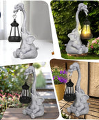 Solar Garden Statues Outdoor Decor- Yard Decorations for Patio, Balcony, Backyard, Lawn Ornaments - Elephants Figurines with LED Light- Unique Birthday House Warming Gifts for Women, Mom, Grandma