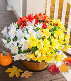 Artificial Fall Flowers for Outdoors, 3 Bundles Faux Azalea Bouquet Silk Flower for Outside UV Resistant Realistic Fake Outdoor Flowers for Planter Porch Patio Garden Walkways Home Fall Decor, Mix