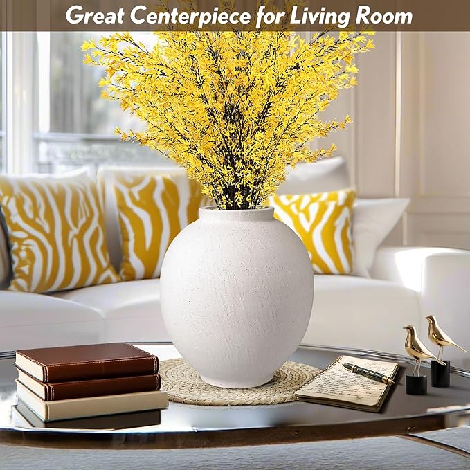 Large Ceramic Vase White Flower Vase,9.8 Inch Tall Big Vase for Home Decor,Minimalist Farmhouse Decorative Vase for Living Room,Dining Table,Bedroom,Kitchen,Entryway,Christmas