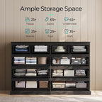 LINSY HOME 10 Drawer Dresser for Bedroom, 53" Wide Chest of Deep Drawers, Modern Farmhouse Wood Dressers with Storage, Large Drawer Organizer for Bedroom, Living Room, Handless Design, Black