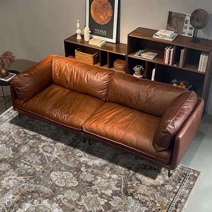 RUGSURE Washable Area Rugs - Perfect for Living Room, Bedroom, Kids Room, Nursery - Stain & Water Resistant Non-Slip, Pet & Child Friendly, Vintage Tribal Area Rugs (Ivory, 9' x 12')