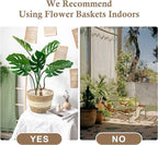 Athaliah Plant Basket, 3 PCS Plant Baskets Indoor with Plastic Liner, Water Hyacinth and Corn Stalk Woven Planters Flower Basket, Planter Basket for Rustic Home Floor Potted Pots Decor