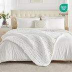 Carriediosa Chunky Knit Throw Blanket 50" X 60", 100% Hand Made Large Chenille Loop Yarn Soft Fluffy Throws for Couch Sofa Bed, Big Crochet Cozy Heavy Thick Cable Woven Blankets, Snow White