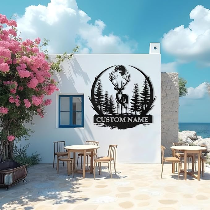 Metal Signs Customized, Personalized Deer Metal Cabin Sign, Forest Deer Wall Decor, Outdoor Metal Signs, Deer Hunter Gift, Deer Wall Art, Hunting Decor, Custom Family Name Sign, Cabin Decor