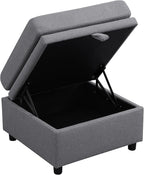 Ottoman Rectangular Storage Ottoman Bench, Footrest Stool Footstool with Lid for Living Room, Bedroom, Entryway, Dark Gray, 22.6"x23.2"x16.5"