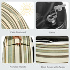 LVTXIII Outdoor Inflatable Ottoman, Fade-Resistant Round Footrest Stool D31”x H14”, Portable Patio Pouf for Garden Camping or Home Use, Stripe Onyx