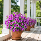 UV Resistant Artificial Petunias 13.3In Fake Flowers Artificial Flowers for Outdoors Silk Flowers Fake Hanging Basket Plants Suitable for Outdoor Porch Decoration patio Decor,8PCS,Dark purple